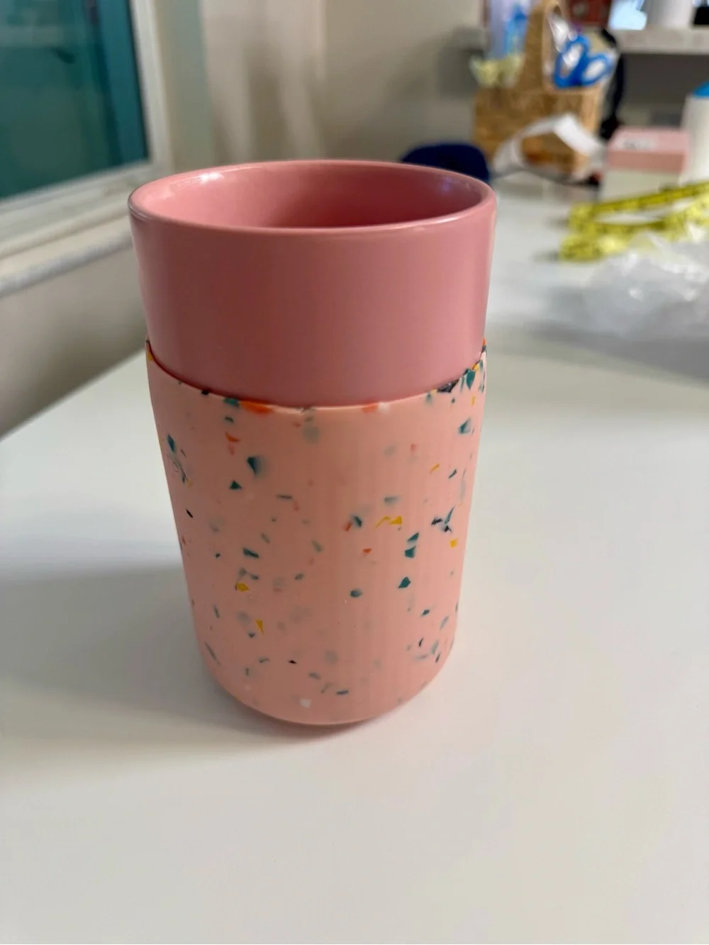 New Pink Terrazzo Ceramic Tumbler - 16 oz.